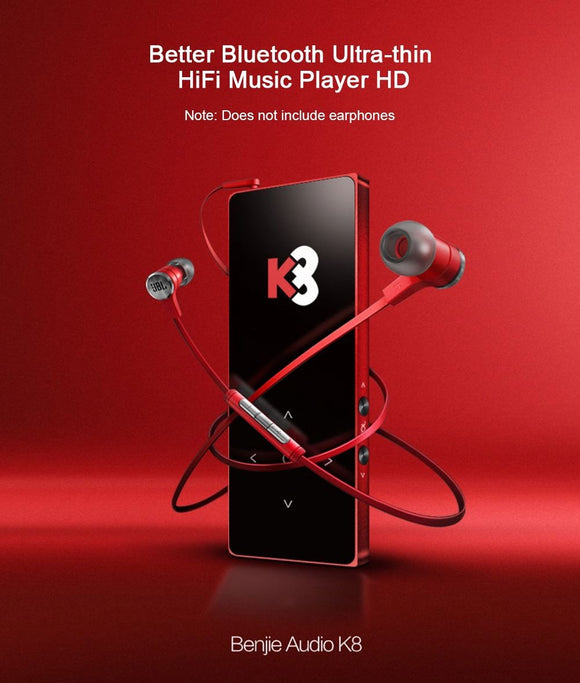 BENJIE K8 Ultra-thin Touch Screen MP3 MP4 Music Player - RED